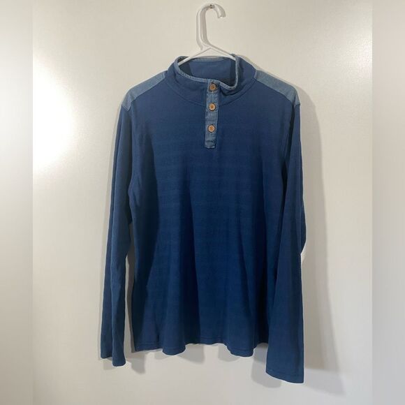 Native Code Men’s Henley Long Sleeve shirt in Navy blue size large - Picture 1 of 8